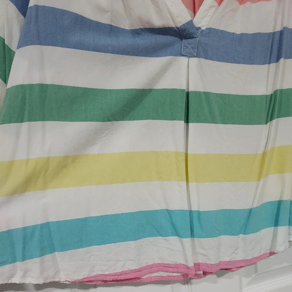 Crown & Ivy Multicolored Striped Peasant Blouse Split Neck in Size 1X - Picture 4 of 9